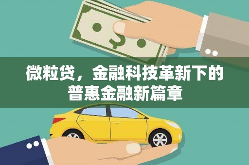 梧栖微粒贷，金融科技革新下的普惠金融新篇章