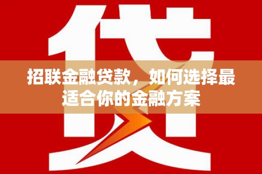 梧栖招联金融贷款，如何选择最适合你的金融方案