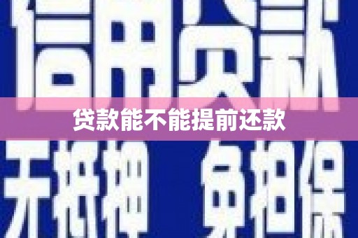 梧栖贷款能不能提前还款