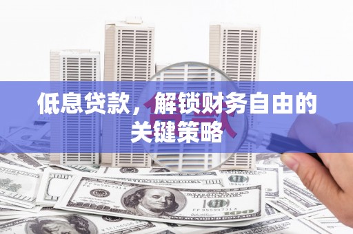 梧栖低息贷款，解锁财务自由的关键策略