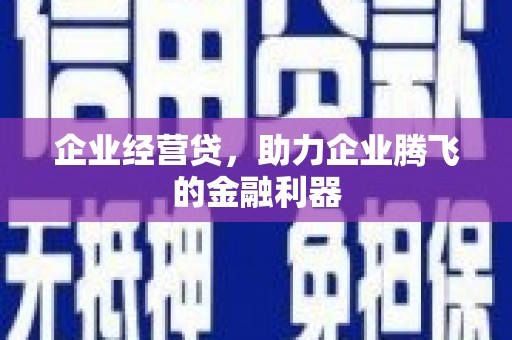 梧栖企业经营贷，助力企业腾飞的金融利器