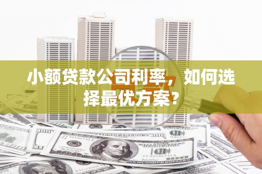 梧栖小额贷款公司利率，如何选择最优方案？